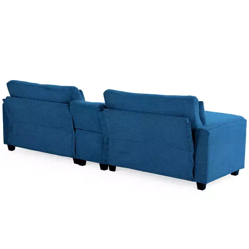 Hyleory 3 - Piece 112'' Corduroy Sectional Sofa with ottoman for living room