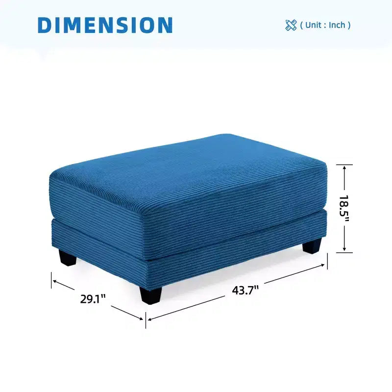 Hyleory 3 - Piece 112'' Corduroy Sectional Sofa with ottoman for living room