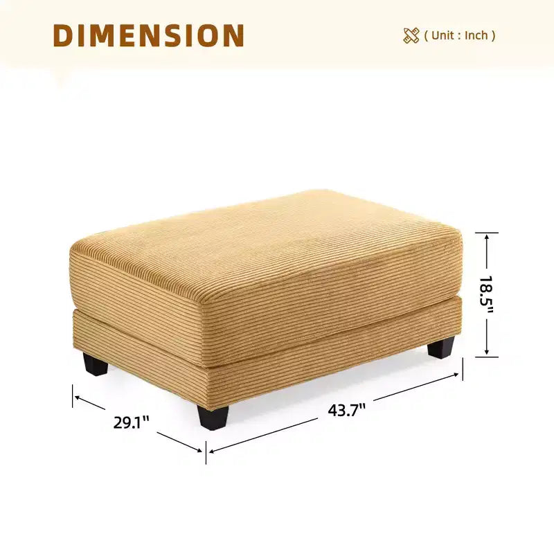 Hyleory 3 - Piece 112'' Corduroy Sectional Sofa with ottoman for living room