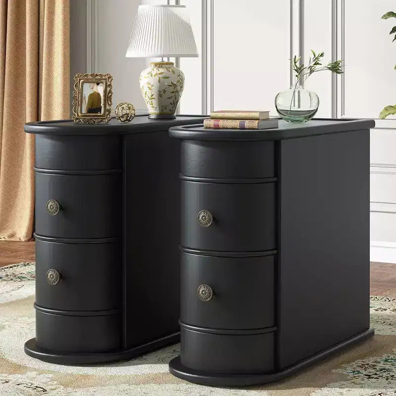 Tribesigns Solid Wood End Table, 2-drawer Side Table, Slim Chairside Table, Narrow Nightstand, No Assembly Required