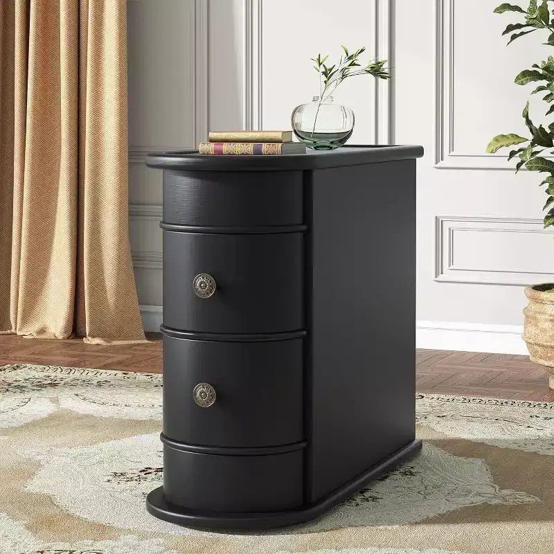 Tribesigns Solid Wood End Table, 2-drawer Side Table, Slim Chairside Table, Narrow Nightstand, No Assembly Required