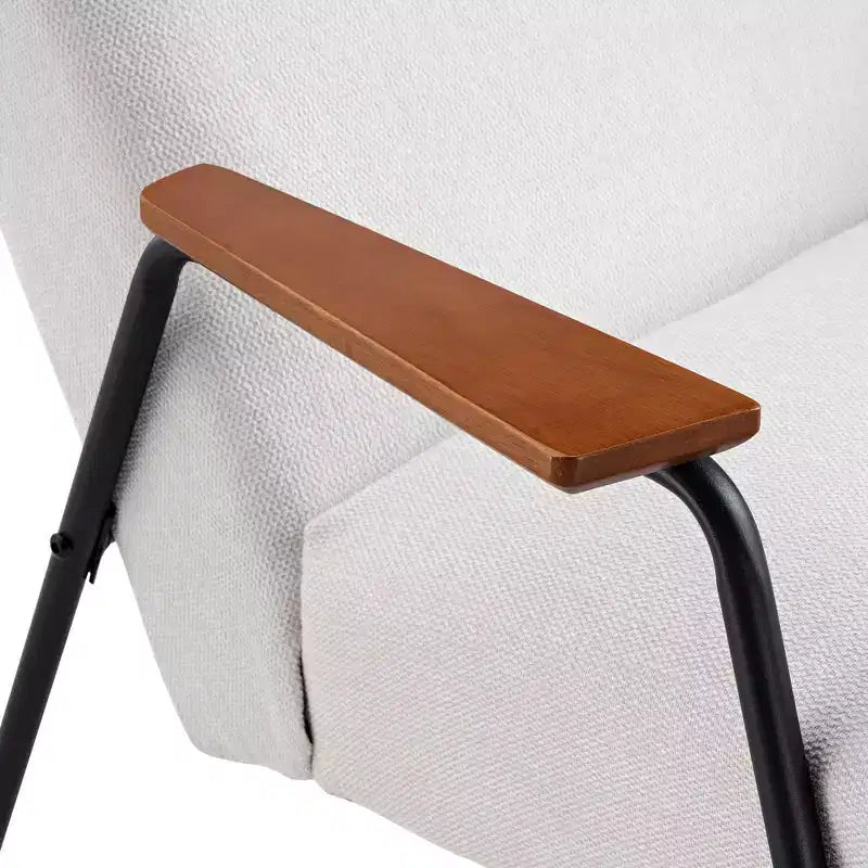 Upholstered Flannel Lounge Chair with Armrest & 120° Tilt – Ergonomic, White, 29.72"W