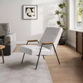 Upholstered Flannel Lounge Chair with Armrest & 120° Tilt – Ergonomic, White, 29.72"W