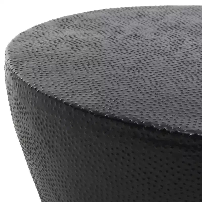 Round Moroccan-Style Aluminum Coffee Table – Multicolor, Black Finish, Indoor