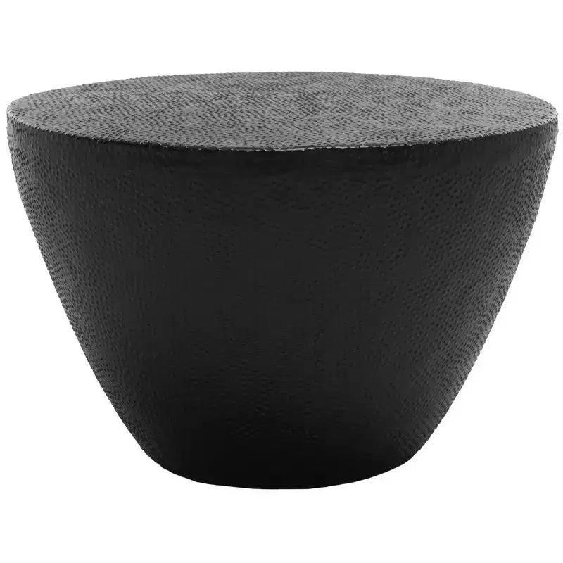 Round Moroccan-Style Aluminum Coffee Table – Multicolor, Black Finish, Indoor