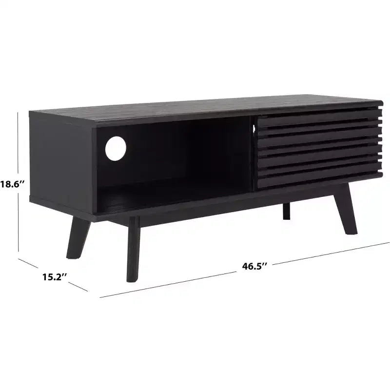 1-Door 2-Shelf Media Stand with Adjustable Shelves & Cable Management – Walnut, Fits 50in TV