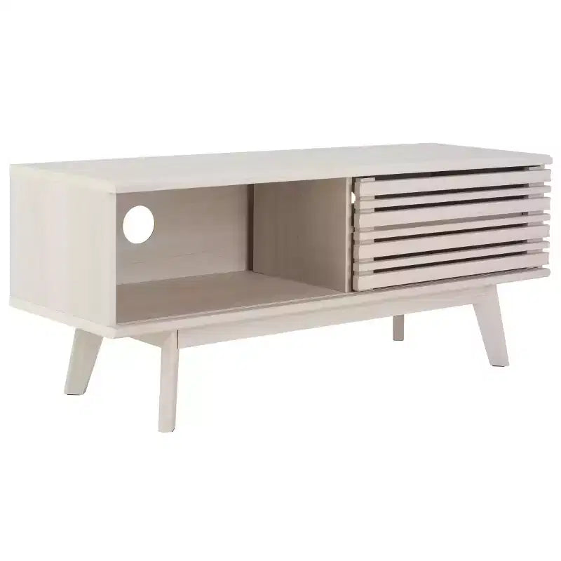 1-Door 2-Shelf Media Stand with Adjustable Shelves & Cable Management – Walnut, Fits 50in TV