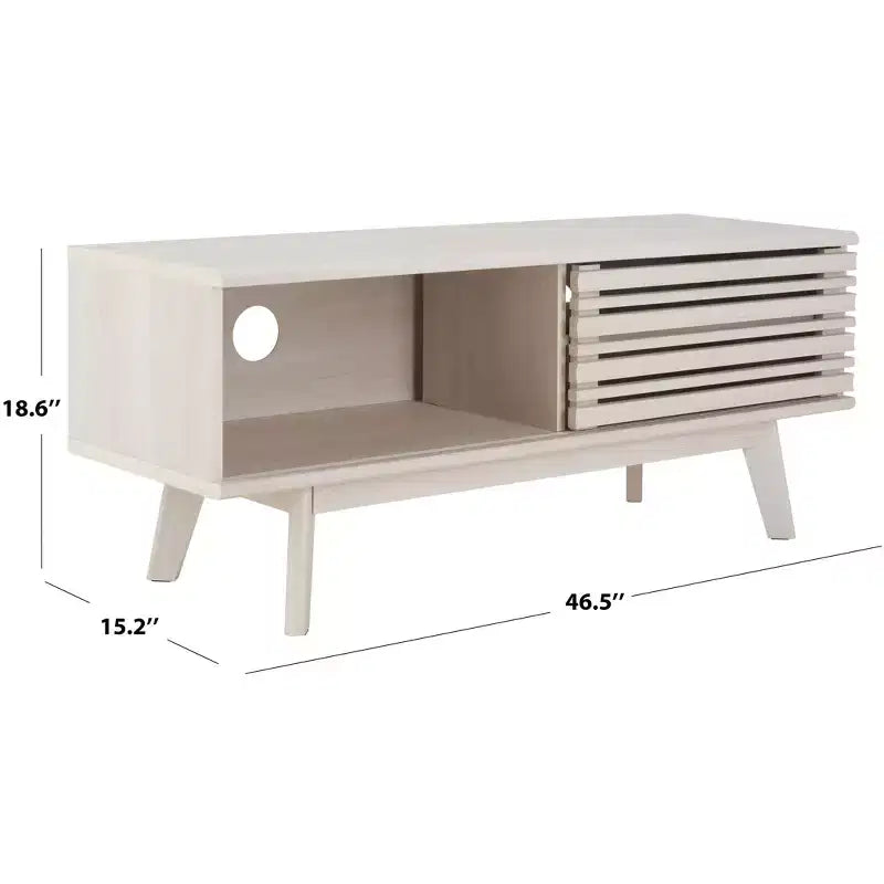 1-Door 2-Shelf Media Stand with Adjustable Shelves & Cable Management – Walnut, Fits 50in TV