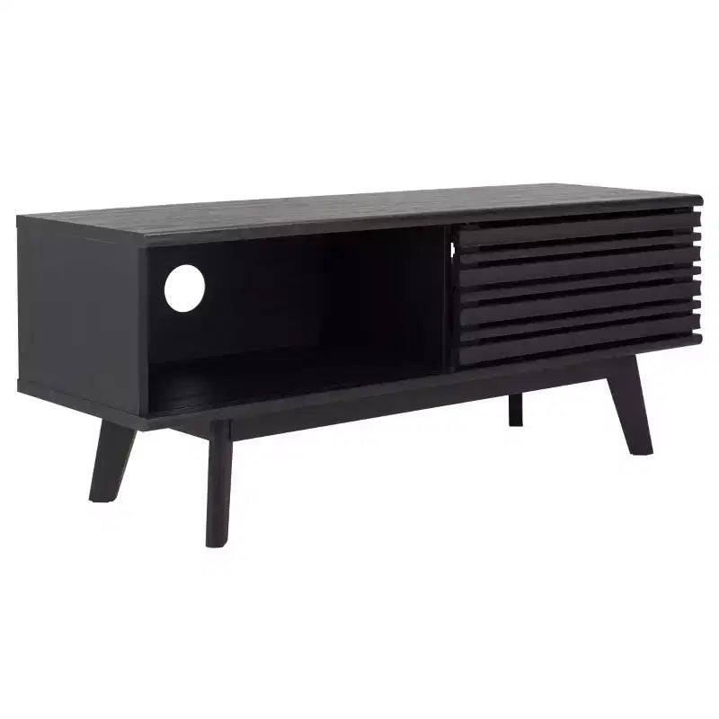 1-Door 2-Shelf Media Stand with Adjustable Shelves & Cable Management – Walnut, Fits 50in TV