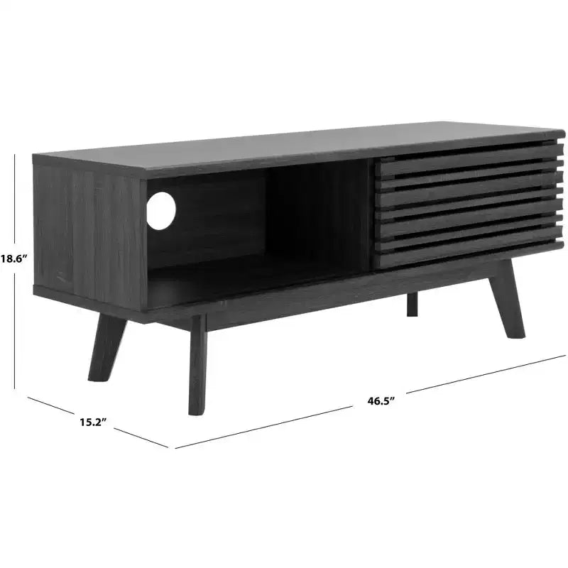 1-Door 2-Shelf Media Stand with Adjustable Shelves & Cable Management – Walnut, Fits 50in TV