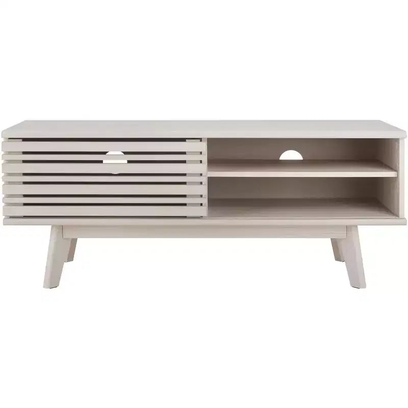 1-Door 2-Shelf Media Stand with Adjustable Shelves & Cable Management – Walnut, Fits 50in TV