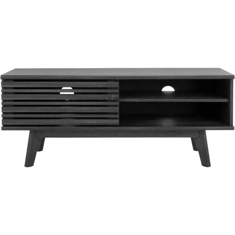 1-Door 2-Shelf Media Stand with Adjustable Shelves & Cable Management – Walnut, Fits 50in TV