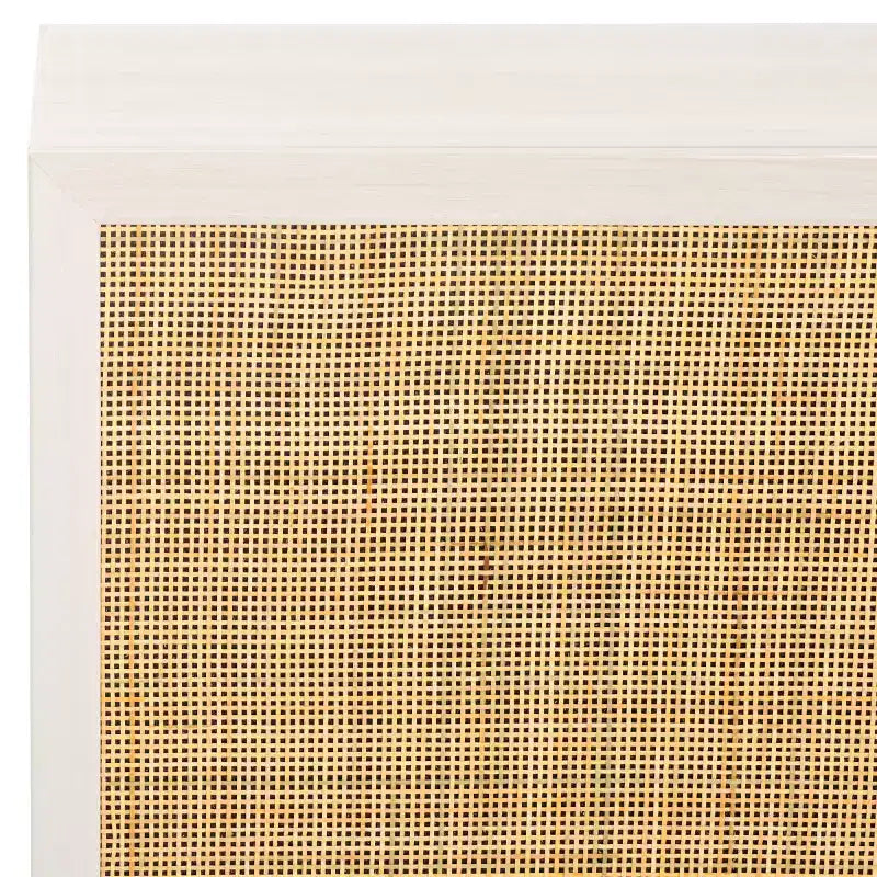 3-Door Rattan Mesh Sideboard Media Stand with Adjustable Shelves – Walnut, Fits 60in TV