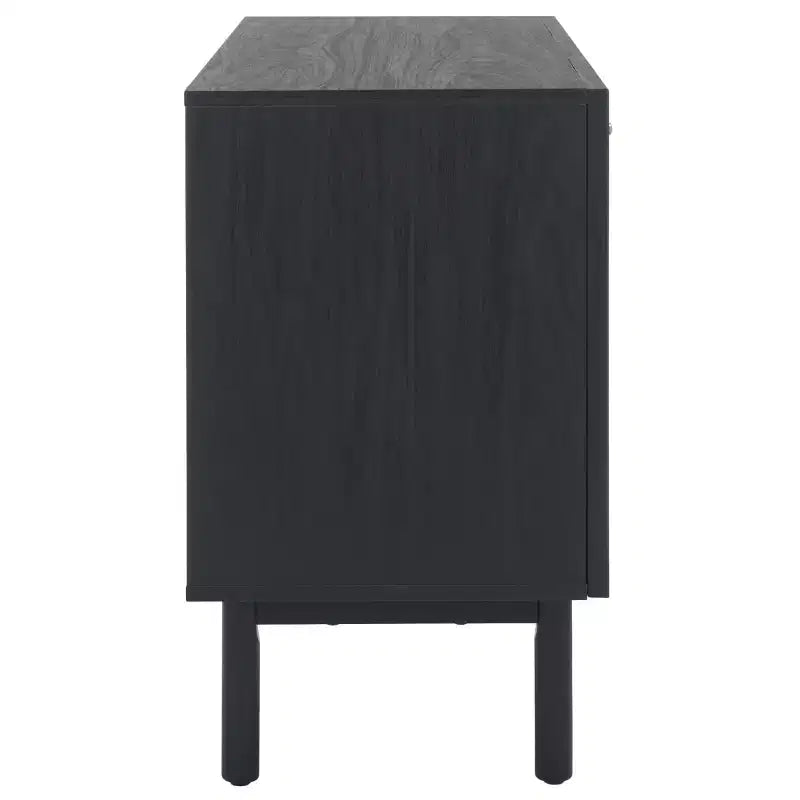 3-Door Rattan Mesh Sideboard Media Stand with Adjustable Shelves – Walnut, Fits 60in TV