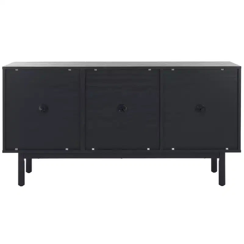 3-Door Rattan Mesh Sideboard Media Stand with Adjustable Shelves – Walnut, Fits 60in TV