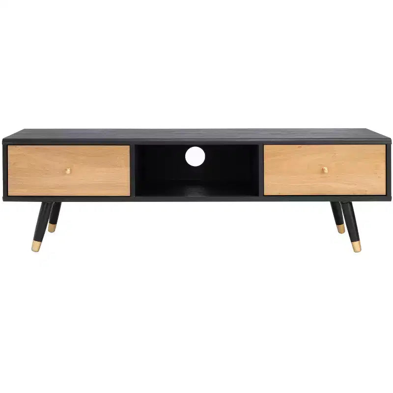 Beatrix 1 Drawer Media Stand - MED9607 - Black/Oak - Safavieh