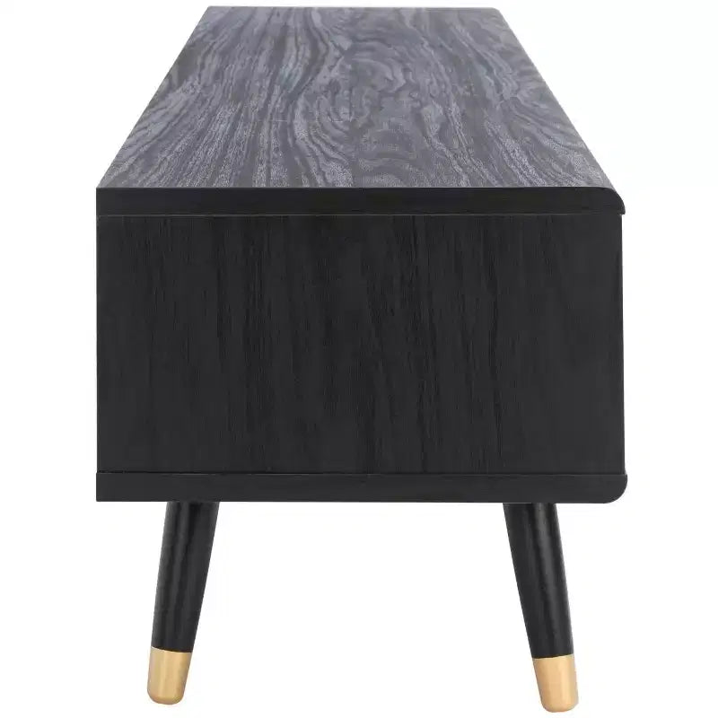 55in Media Stand with 1 Drawer & Open Shelf, Cable Management – Black & Oak, Fits 60in TV