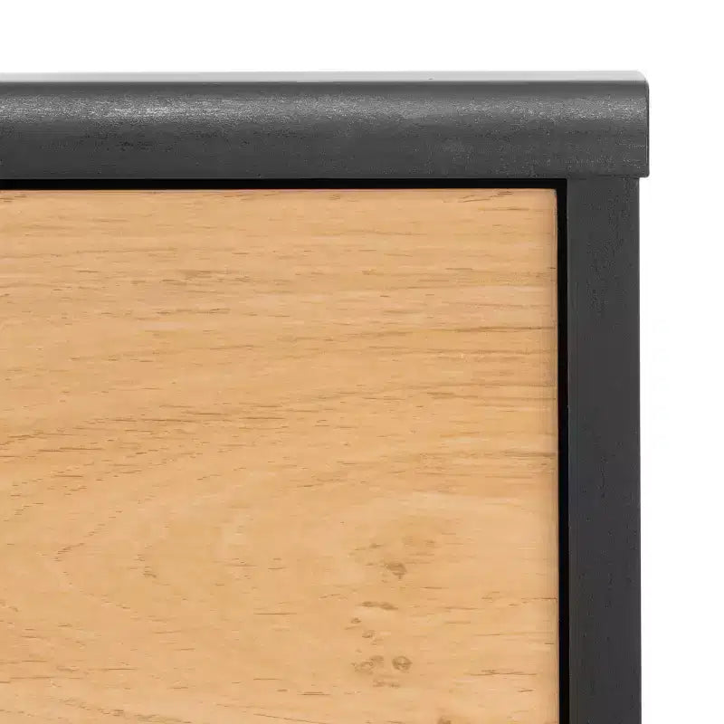 55in Media Stand with 1 Drawer & Open Shelf, Cable Management – Black & Oak, Fits 60in TV