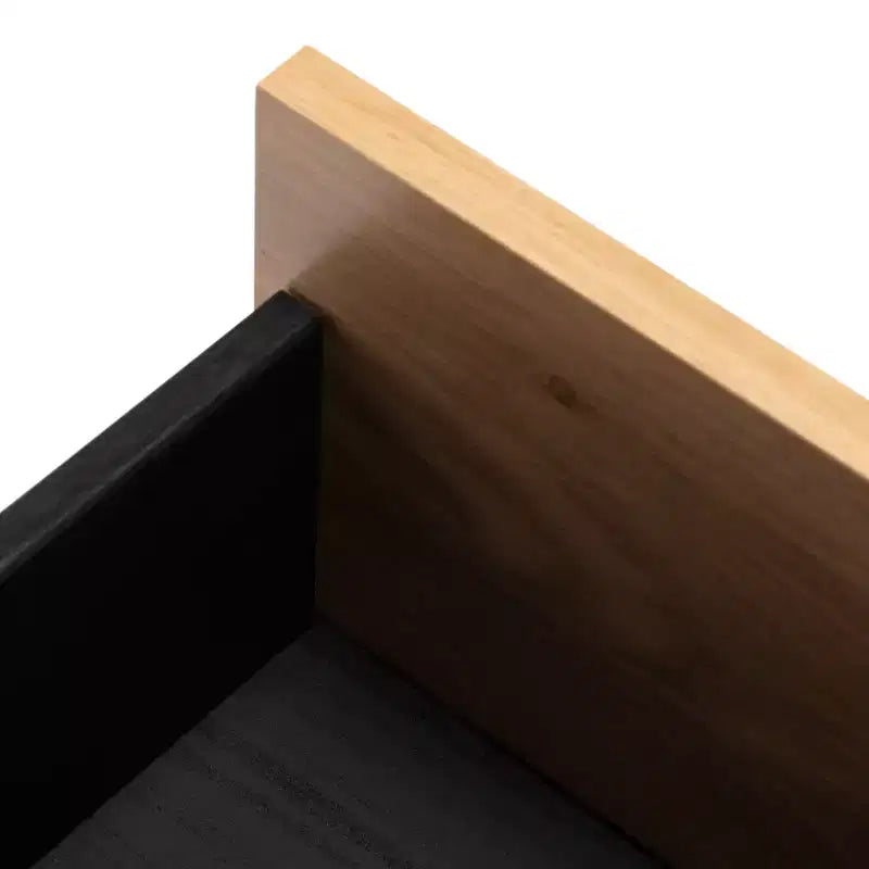 55in Media Stand with 1 Drawer & Open Shelf, Cable Management – Black & Oak, Fits 60in TV