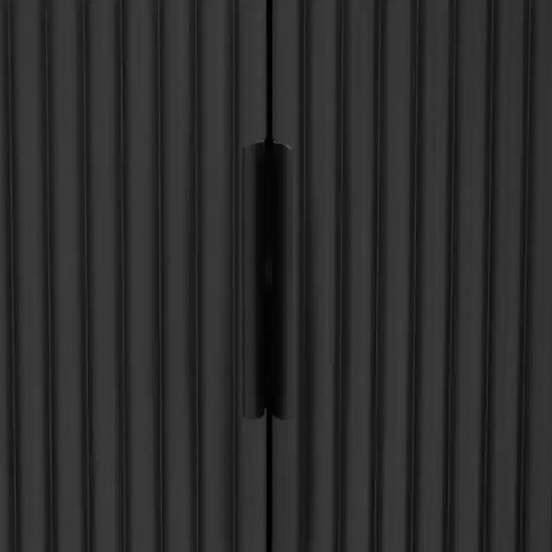 63in Vertical Striped Door Sideboard with Adjustable Shelves & Metal Handles – 4-Door Cabinet
