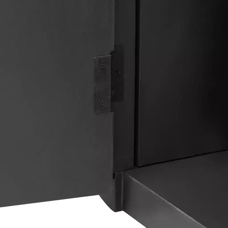 63in Vertical Striped Door Sideboard with Adjustable Shelves & Metal Handles – 4-Door Cabinet